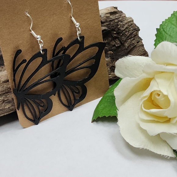 Hand Crafted Jewelry - Elegant Black Butterfly Earrings